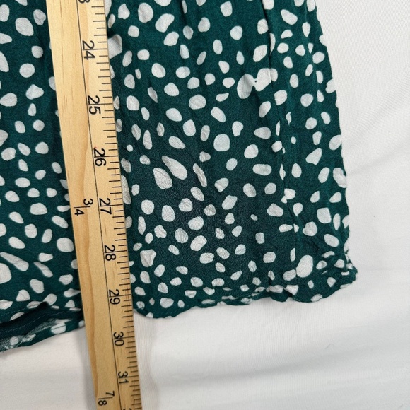 Dear Siouxsie Polka Dot Romper Womens Size XL Green White Pockets Keyhole Tie - Picture 7 of 13